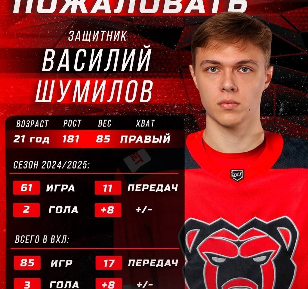 Состав пермского «Молота» пополнил защитник Василий Шумилов  